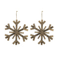 Large Wood Snowflake Ornaments Set of 2 Hanging Decor for Holidays