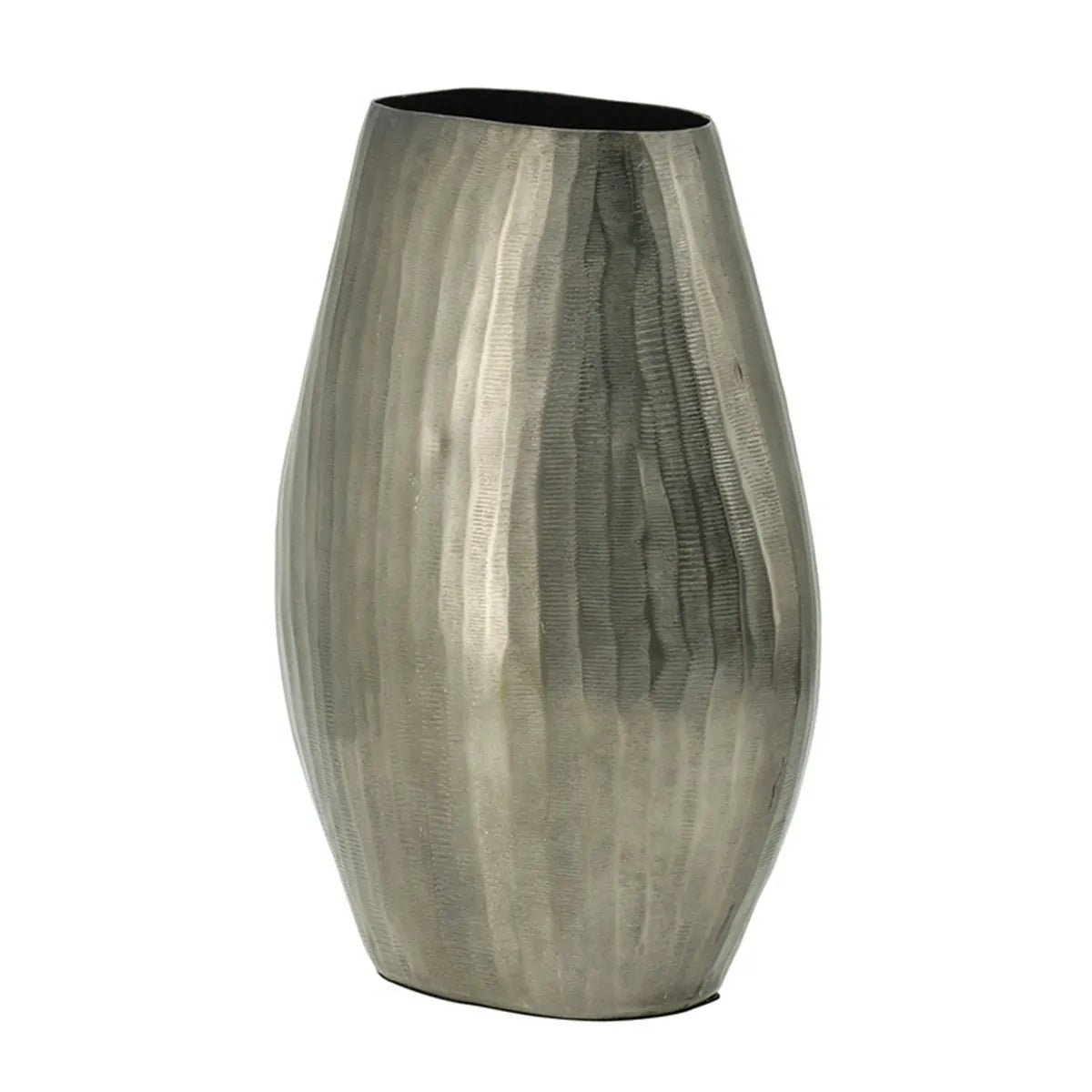 Layered Aluminum Oval Vase 12 Inch Modern Sculptural Centerpiece Decor