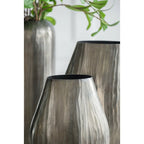 Layered Aluminum Oval Vase 12 Inch Modern Sculptural Centerpiece Decor