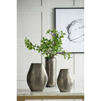 Layered Aluminum Oval Vase 12 Inch Modern Sculptural Centerpiece Decor