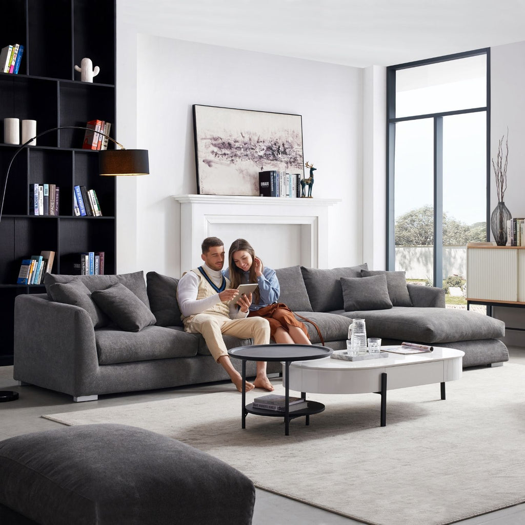 Feathers Sectional Couch Chaise Lounge 88-170 Inches