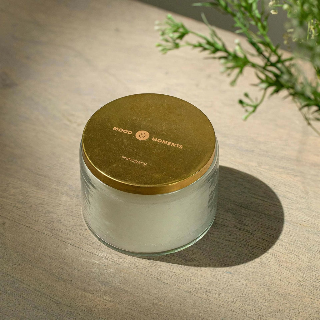 Mahogany Glass Jar Wax Candle with 3 Wicks