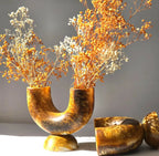 Marbled Resin Flower Vase U Shaped Design for Rustic Home Decor