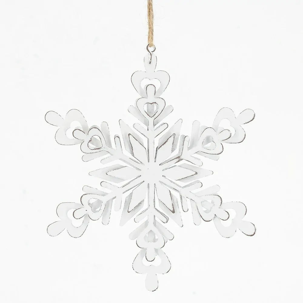 Metal Snowflake Ornaments Set of 6 for Christmas Tree and Home Decor