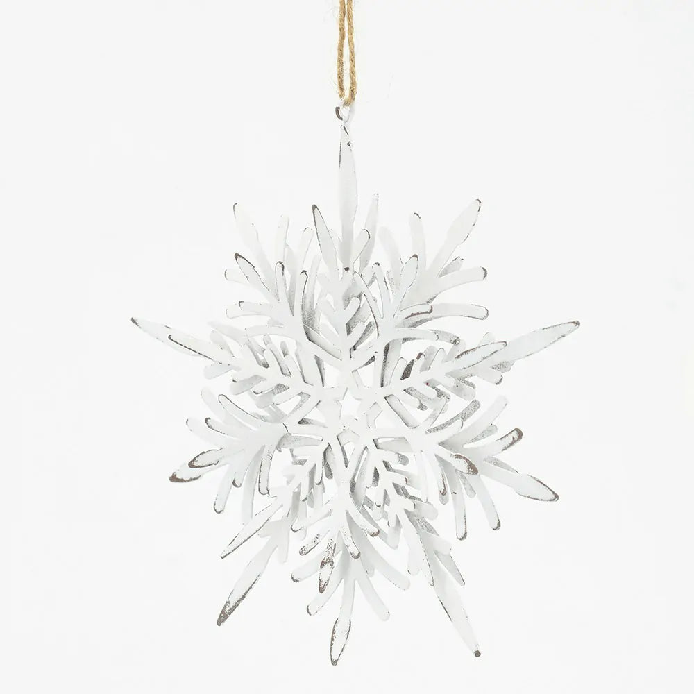 Metal Snowflake Ornaments Set of 6 for Christmas Tree and Home Decor