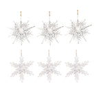 Metal Snowflake Ornaments Set of 6 for Christmas Tree and Home Decor