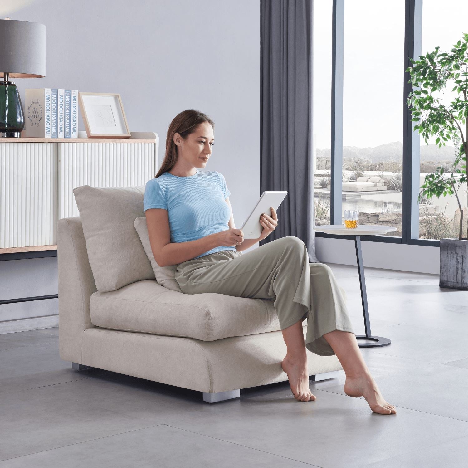 Feathers Sofa Armless Middle Seat - 31 Inches