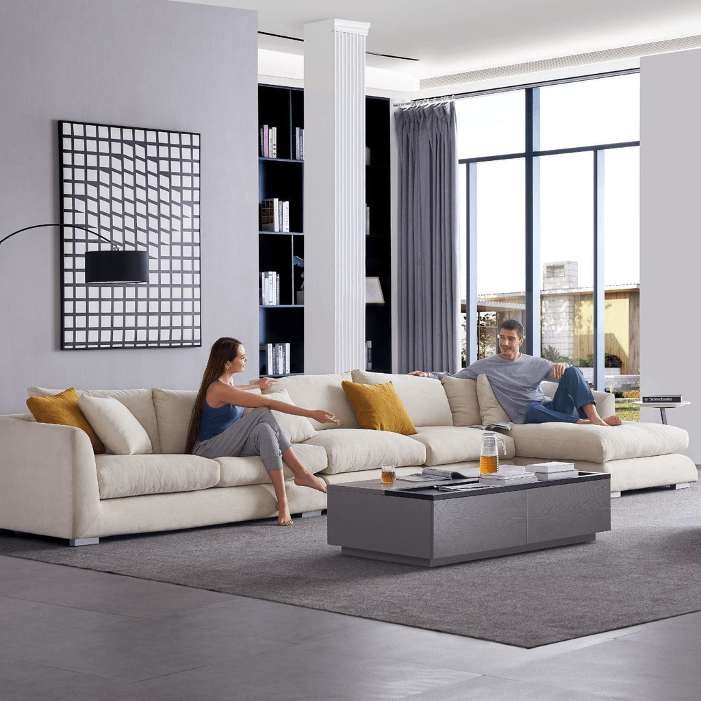 Feathers Sectional Couch Chaise Lounge 88-170 Inches