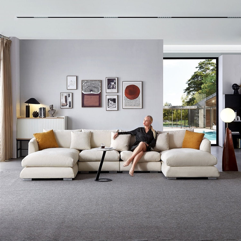 Feathers U-Shaped Sectional Couch 140-200 Inches