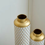Modern White Droplet Floor Vase Set of 3 with Gold Base