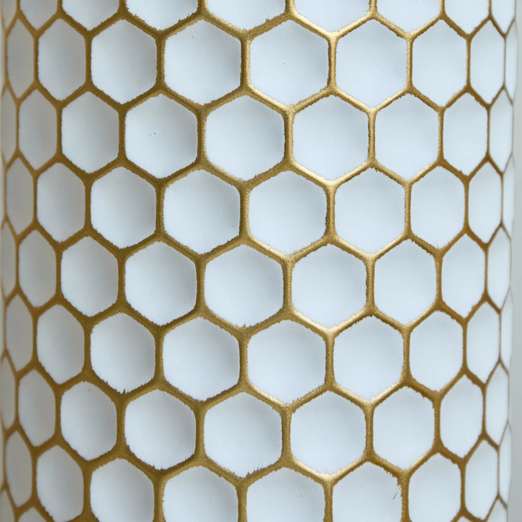 Modern White Droplet Floor Vase Set of 3 with Gold Base