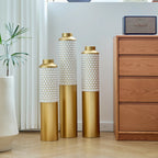 Modern White Droplet Floor Vase Set of 3 with Gold Base