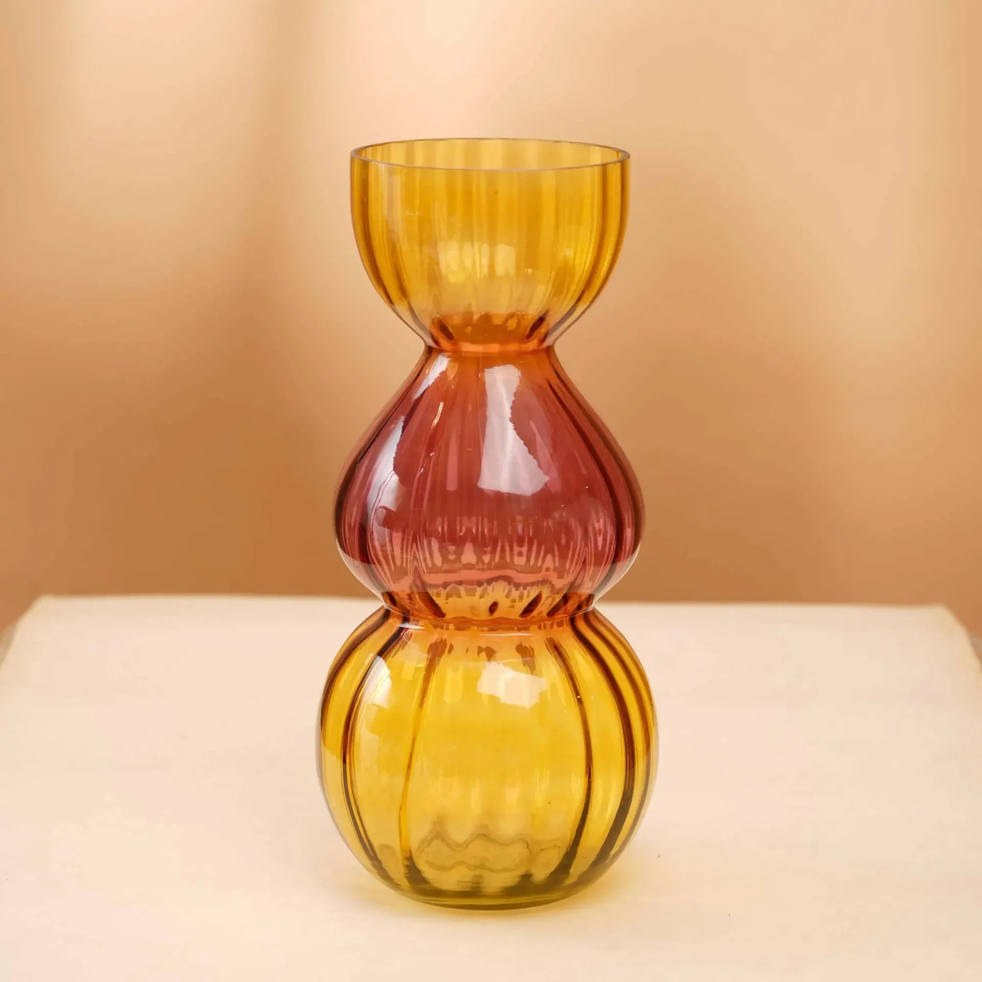 Multicolor Ombr¨¦ Bubble Vase 6.5x14 Inch Handblown Glass Decor