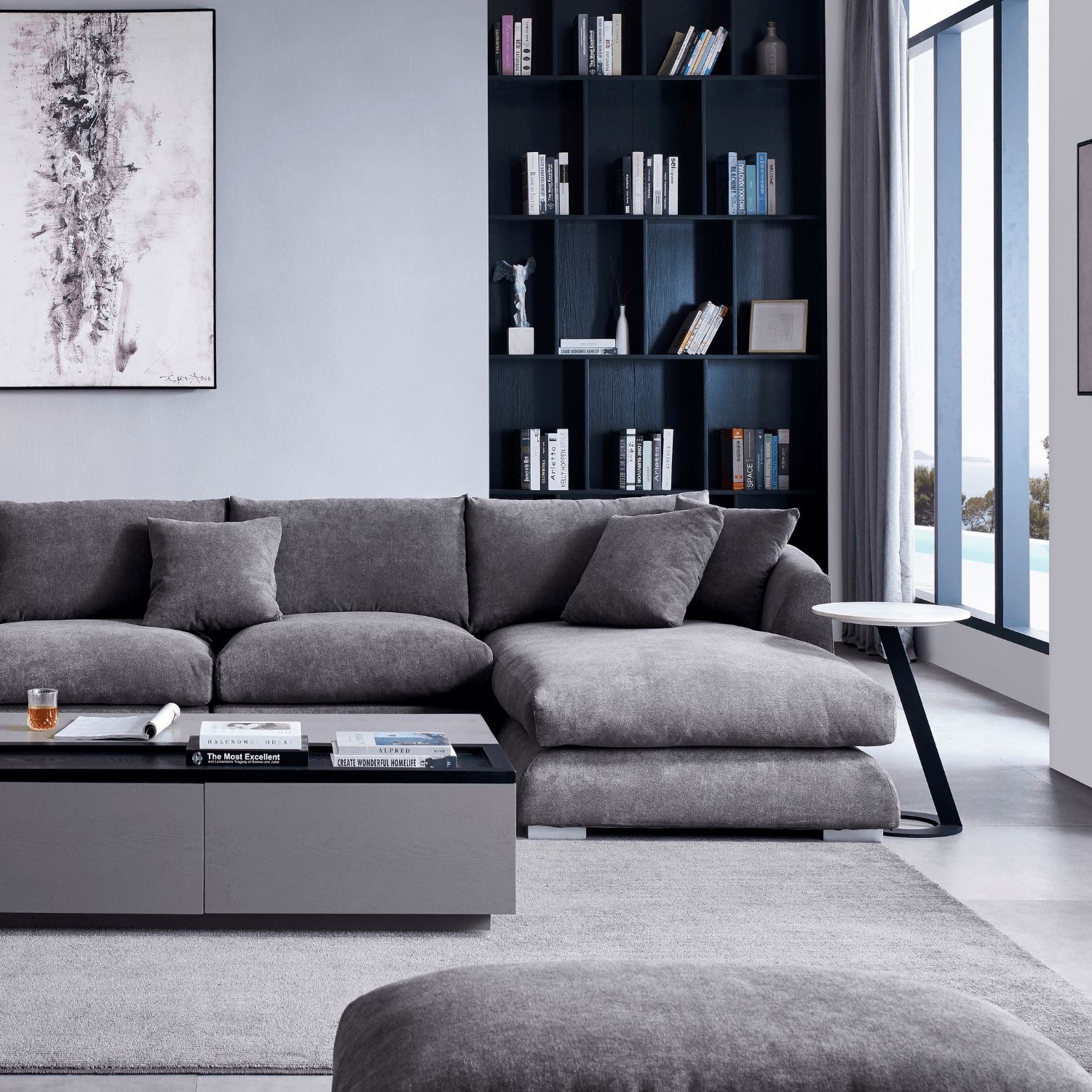 Feathers U-Shaped Sectional Couch 140-200 Inches