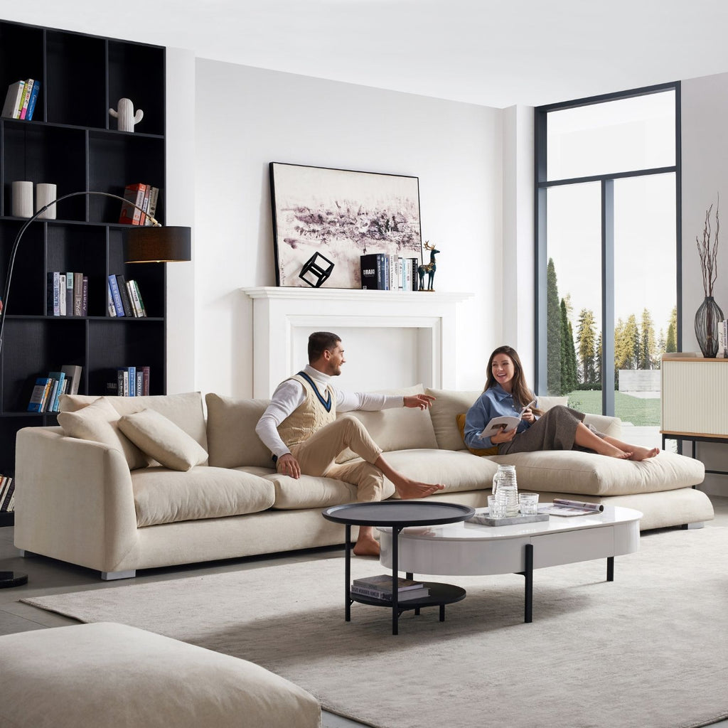 Feathers Sectional Couch Chaise Lounge 88-170 Inches