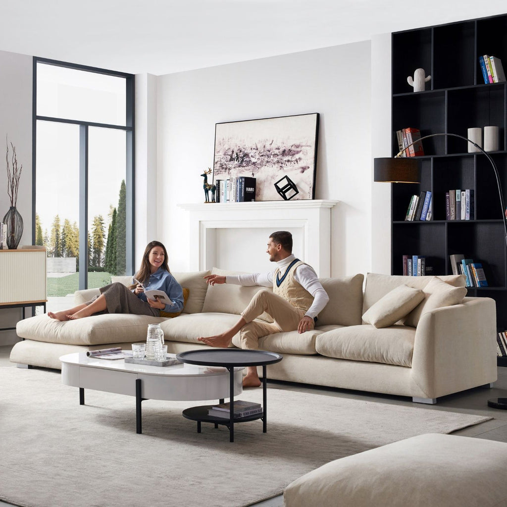 Feathers Sectional Couch Chaise Lounge 88-170 Inches