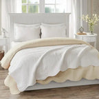 Oversized Quilted Throw with Scalloped Edges