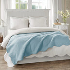Oversized Quilted Throw with Scalloped Edges