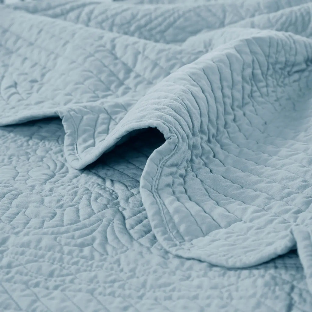 Oversized Quilted Throw with Scalloped Edges