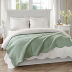 Oversized Quilted Throw with Scalloped Edges