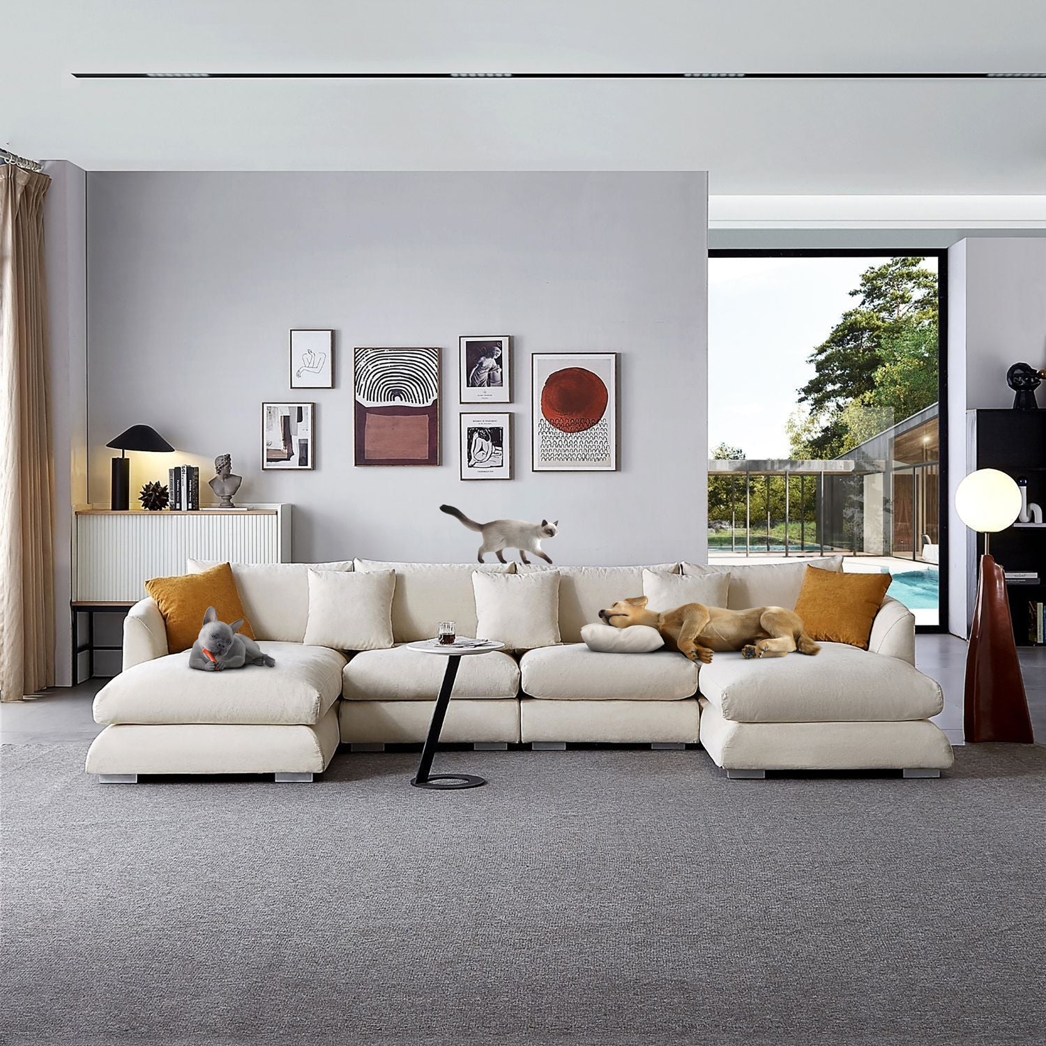 Feathers U-Shaped Sectional Couch 140-200 Inches