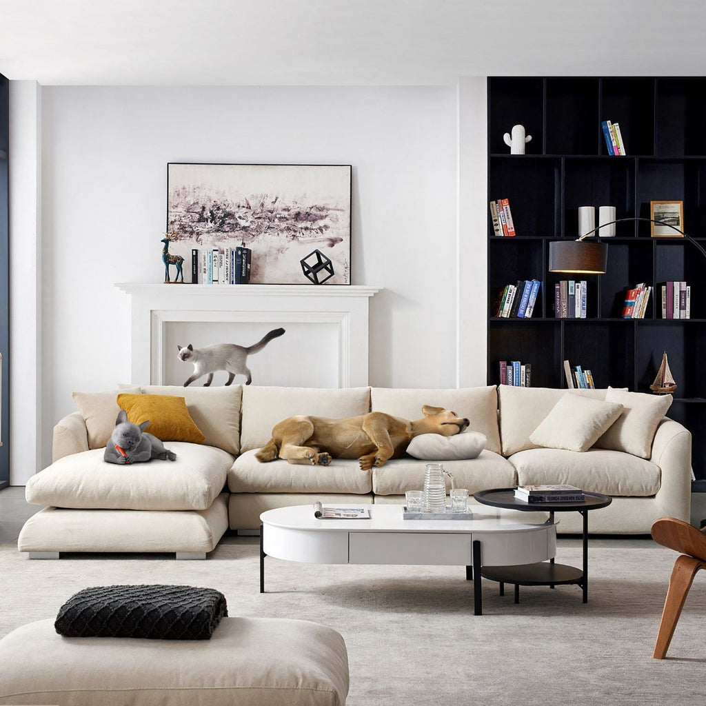 Feathers Sectional Couch Chaise Lounge 88-170 Inches