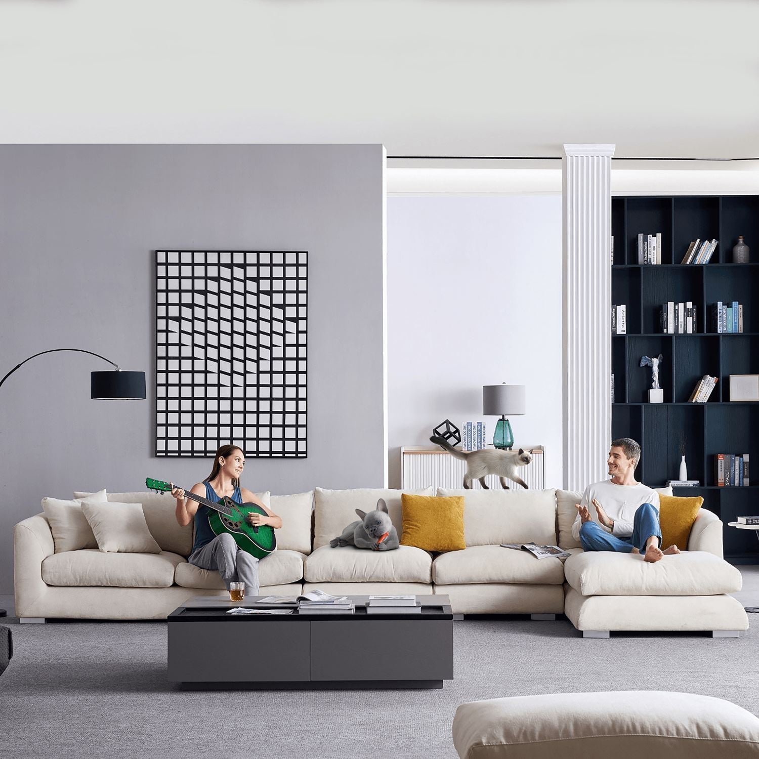 Feathers Sectional Couch Chaise Lounge 88-170 Inches