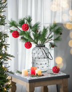Polka Dot Christmas Ornaments Set of 3 Red and White Ball Decor