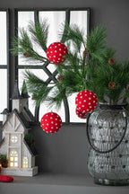 Polka Dot Christmas Ornaments Set of 3 Red and White Ball Decor