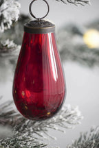 Red Teardrop Ornaments Set of 12 Shiny Glass Decor for Christmas Tree