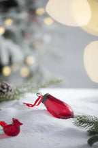Red Teardrop Ornaments Set of 12 Shiny Glass Decor for Christmas Tree