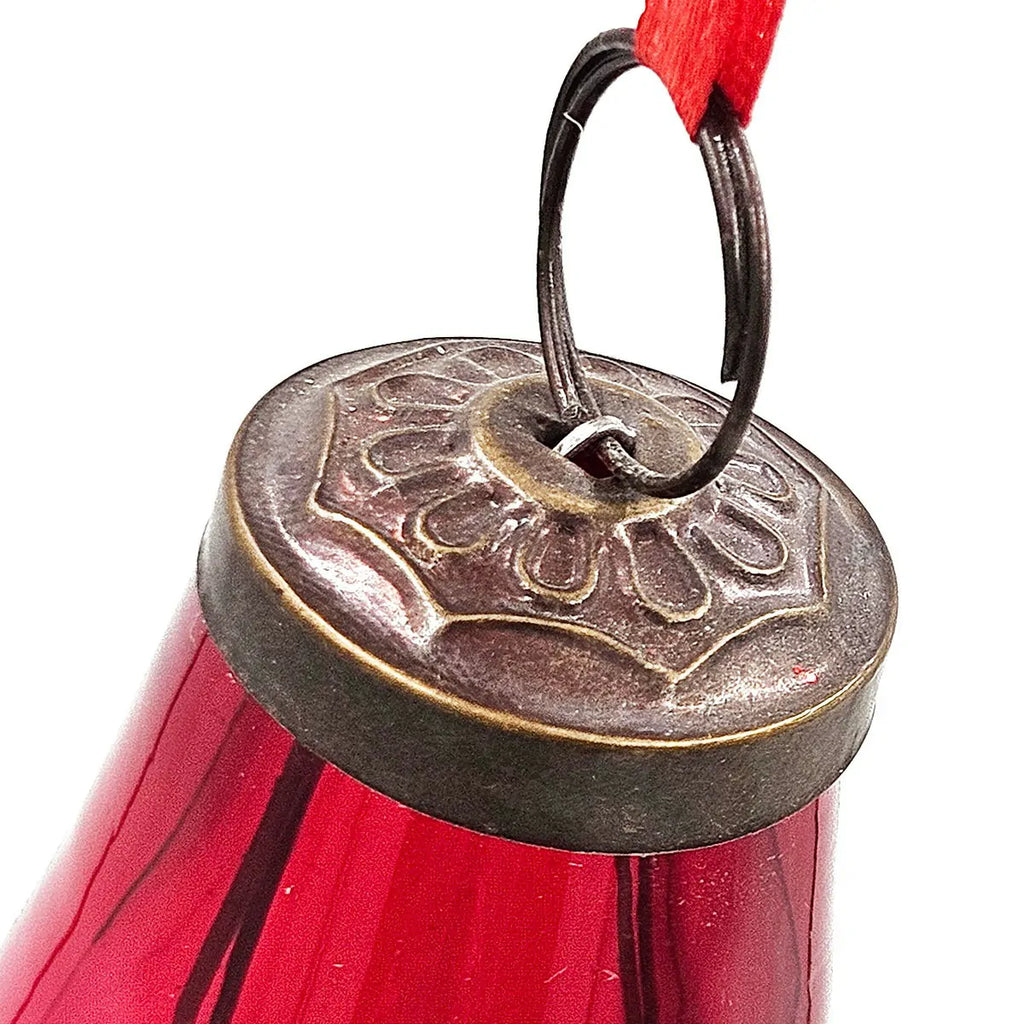 Red Teardrop Ornaments Set of 12 Shiny Glass Decor for Christmas Tree