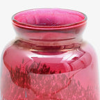 Red and White Splatter Glass Vase 6x8 Inch Handcrafted Art Piece
