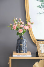 Royal Blue and Gold Glass Vase 10.2 Inch Elegant Home Decor Centerpiece