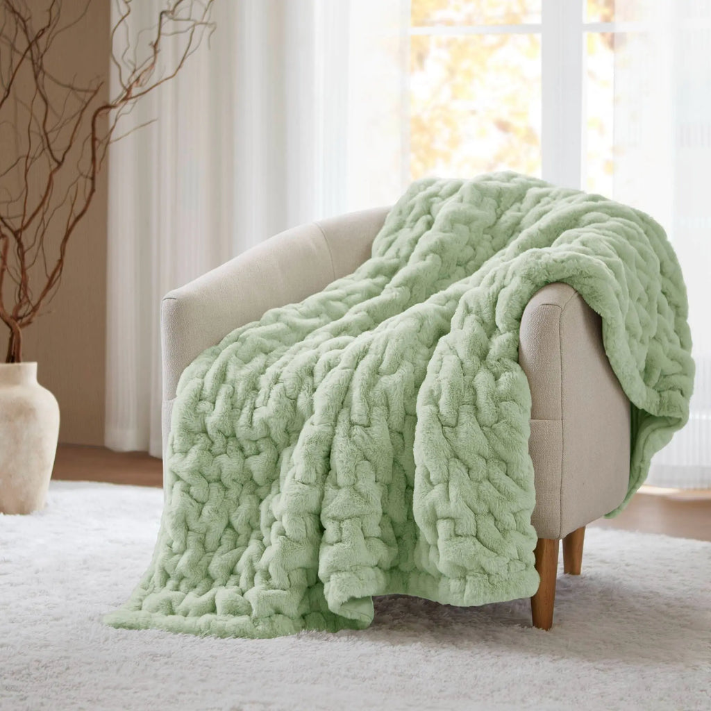 Ruched Fur Throw