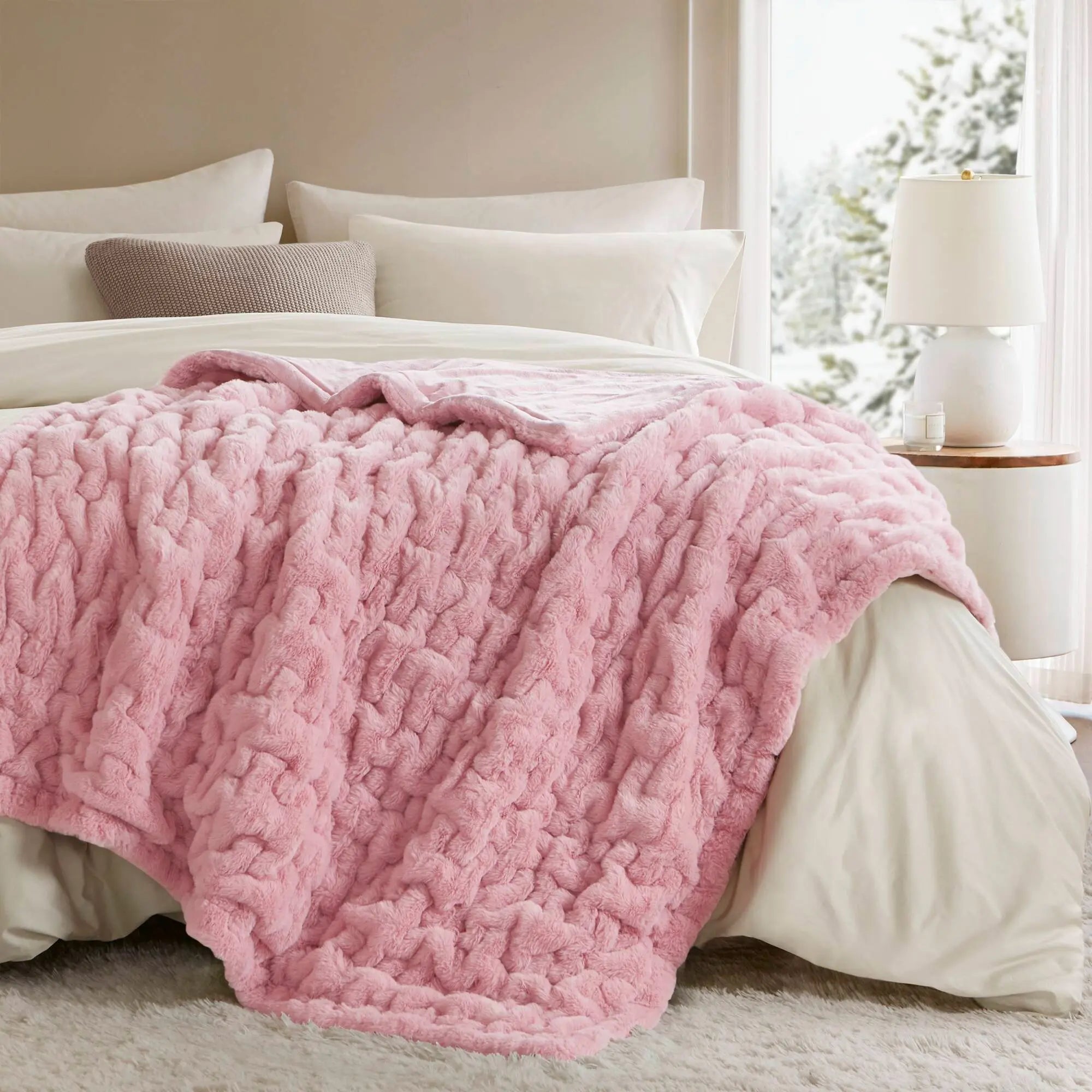 Ruched Fur Throw