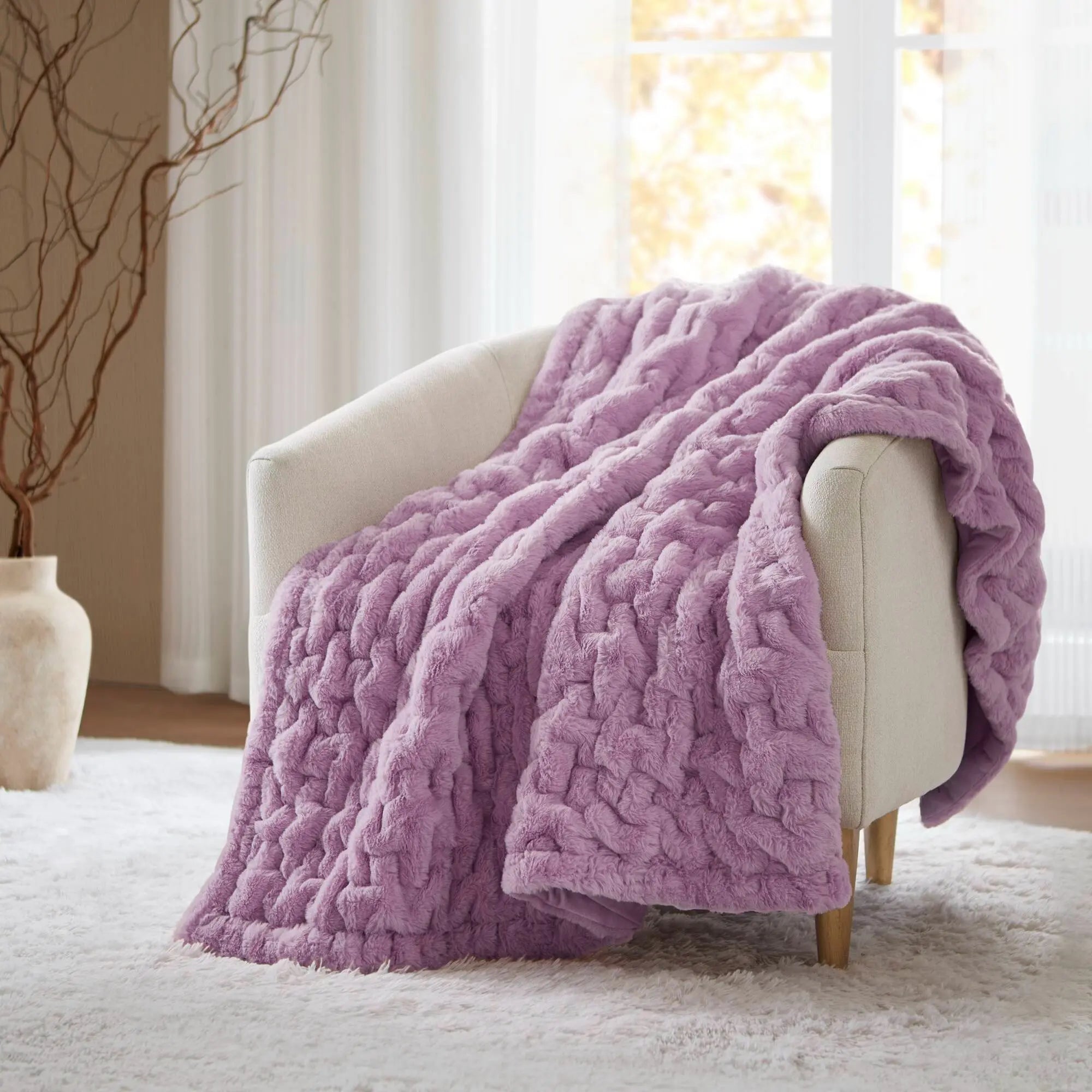 Ruched Fur Throw