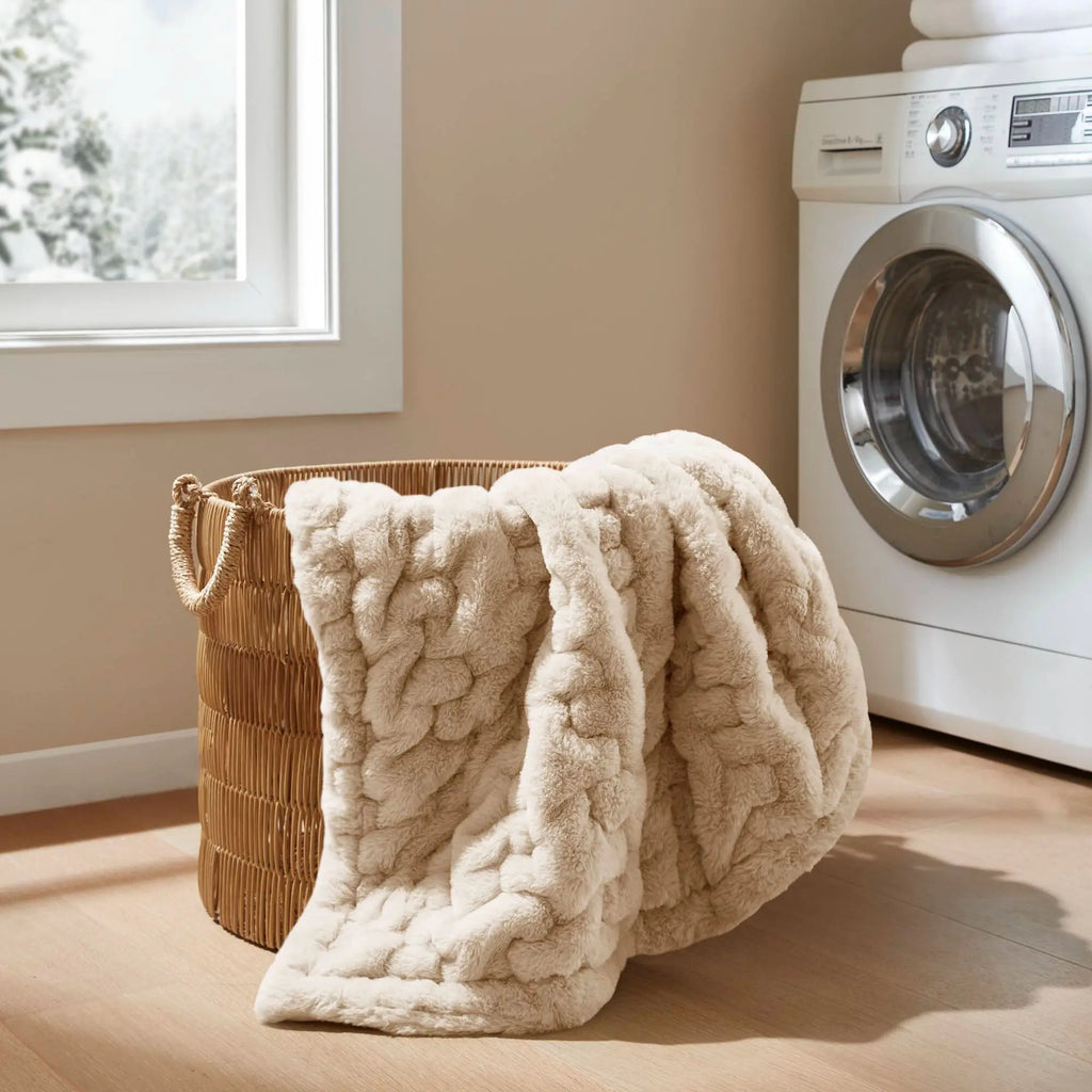 Ruched Fur Throw