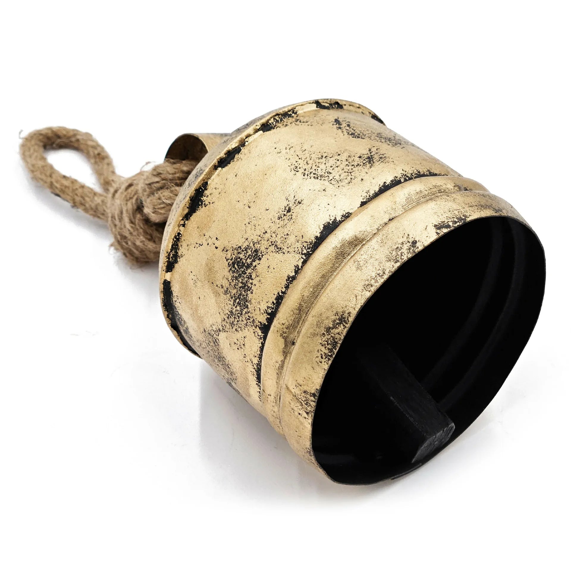 Rustic Bell Ornaments Set of 4 in Distressed Gold Iron Finish