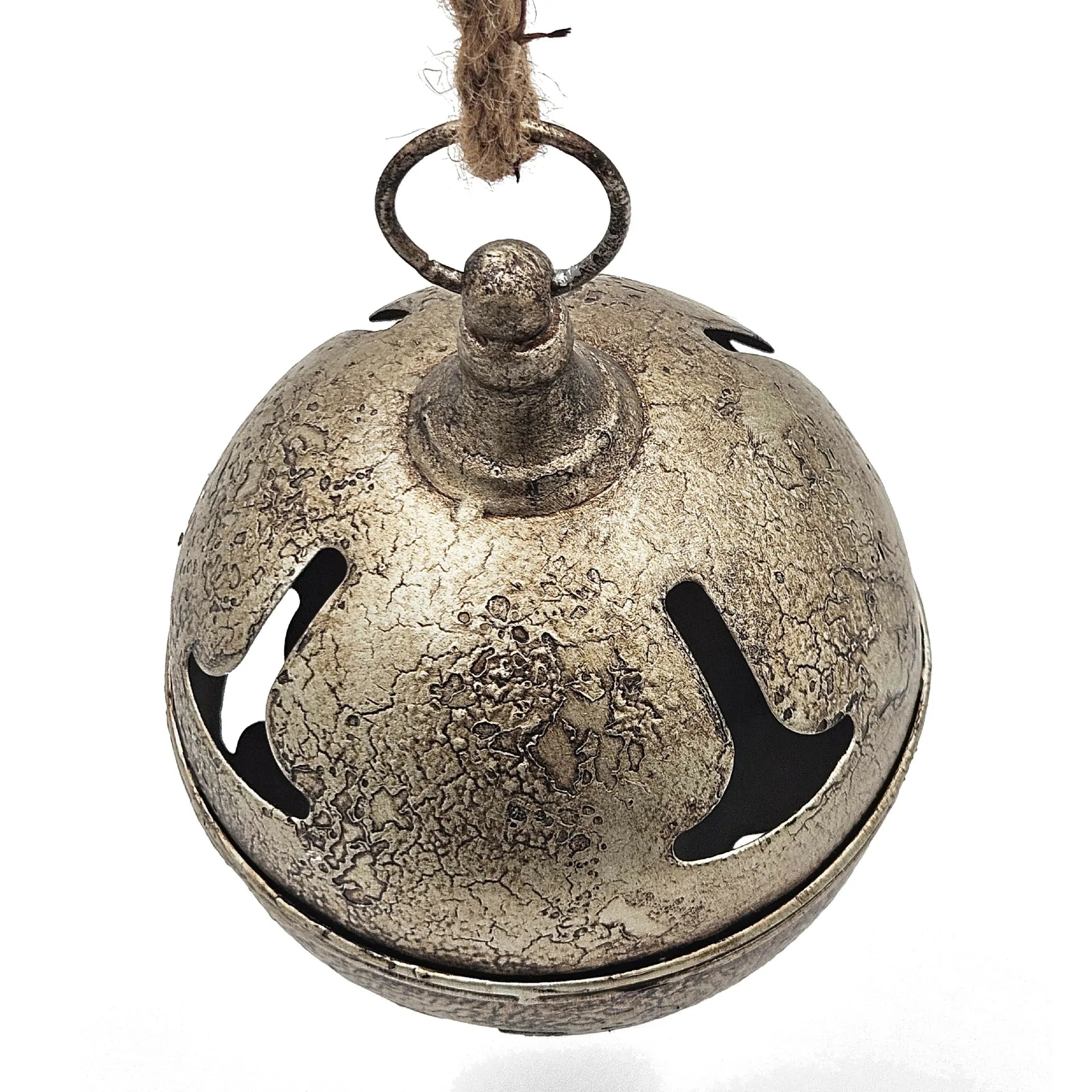 Rustic Christmas Ornaments Set of 2 Metal Bells with Natural Jute