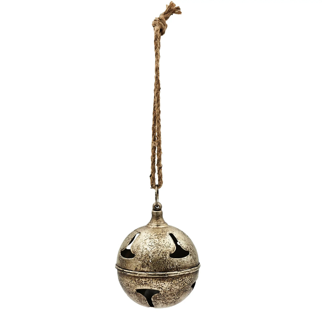 Rustic Christmas Ornaments Set of 2 Metal Bells with Natural Jute