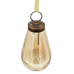 Set of 12 Lustrous Teardrop Glass Ornaments Elegant Gold-Brown Holiday Decor
