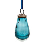Set of 12 Teal Teardrop Glass Ornaments with Antique Bronze Top 3.7 Inch