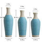 Set of 3 Woven Texture Floor Vases in Blue and White Modern Home Decor