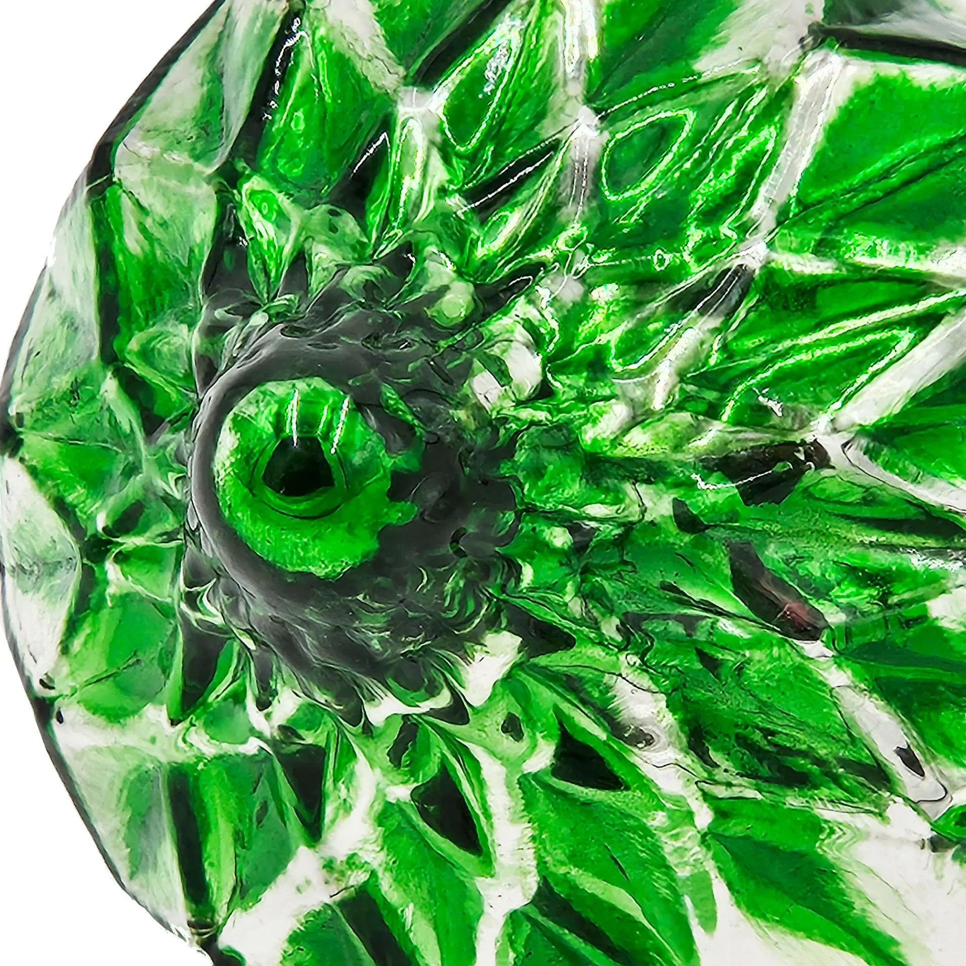 Set of 4 Green Diamond Patterned Glass Christmas Ball Ornaments 5.1 Inch