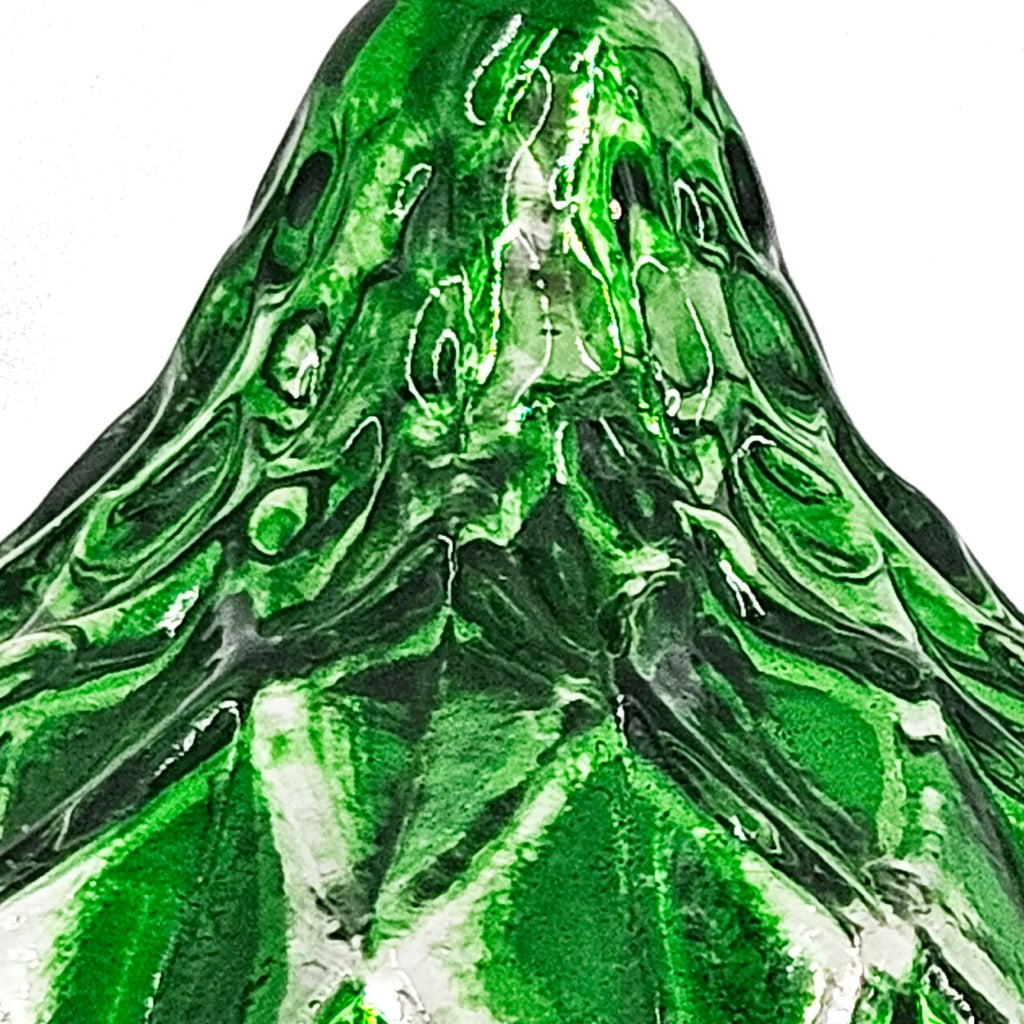 Set of 4 Green Diamond Patterned Glass Christmas Ball Ornaments 5.1 Inch