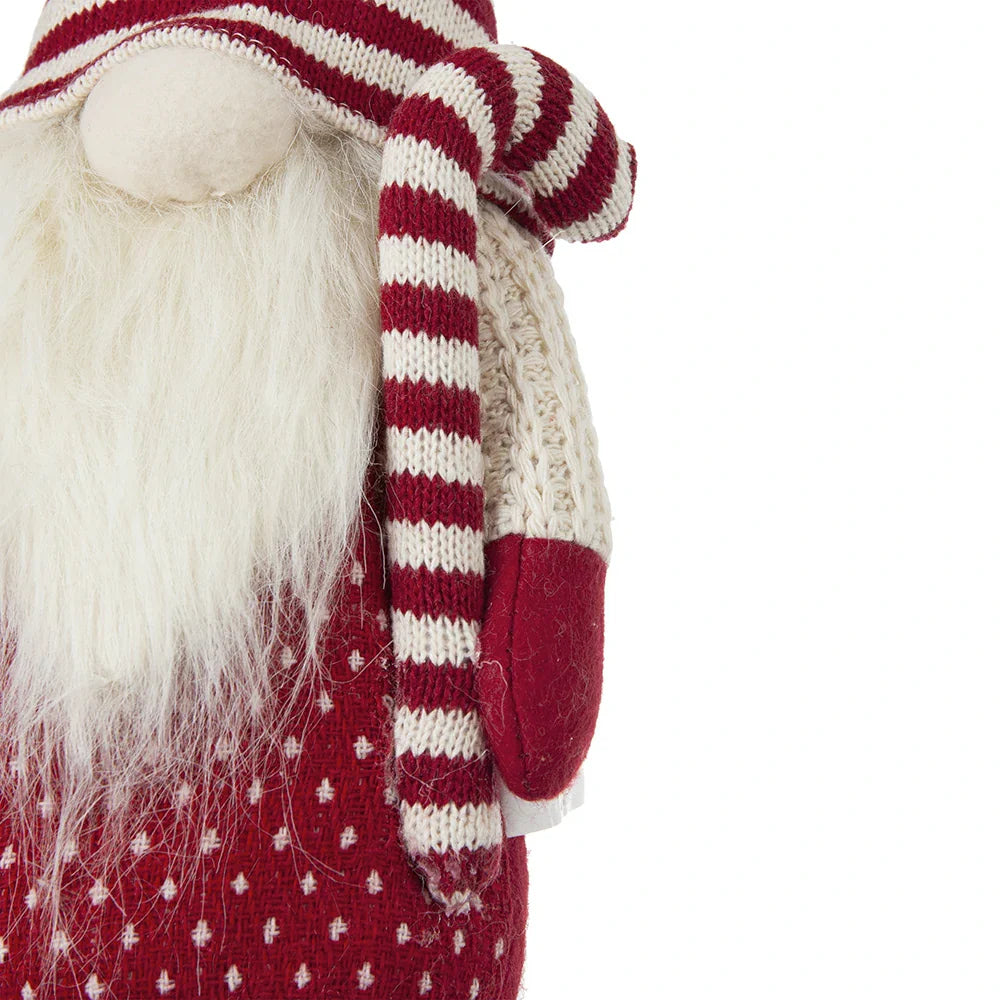Set of 4 Red Fabric Gnome Family Decorations