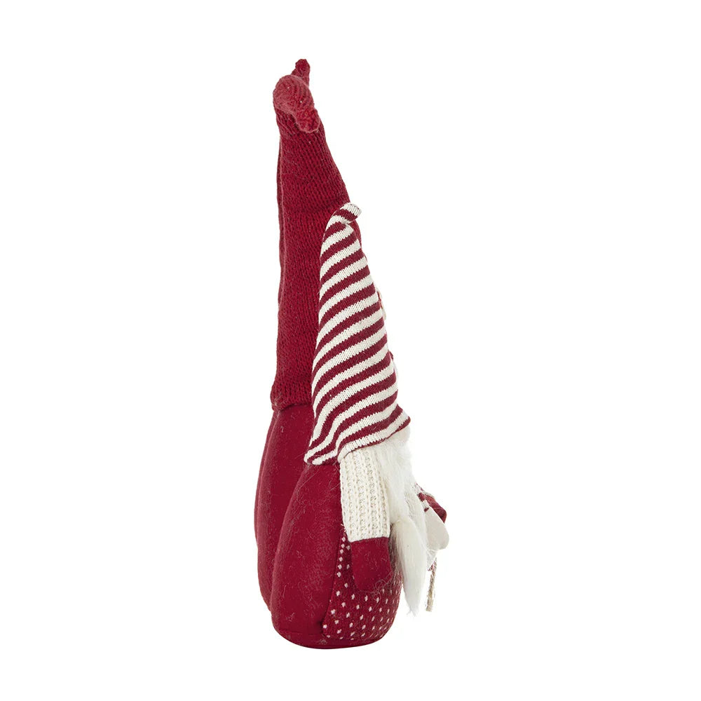 Set of 4 Red Fabric Gnome Family Decorations