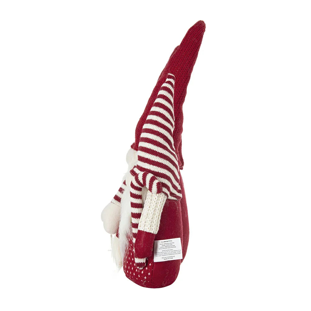 Set of 4 Red Fabric Gnome Family Decorations