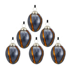 Set of 6 Brown and Orange Striped Glass Egg Ornaments 4.3 Inch Holiday Decor